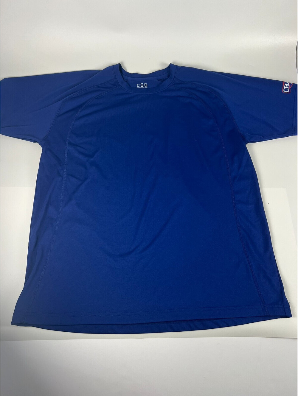 Champs Sports Employee Uniform Shirt Women’s Size L- Royal Blue V-Neck Logo